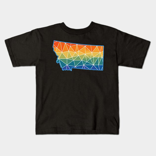 Montana pride LGBT LGBTQ rainbow polygon Kids T-Shirt by LiquidLine